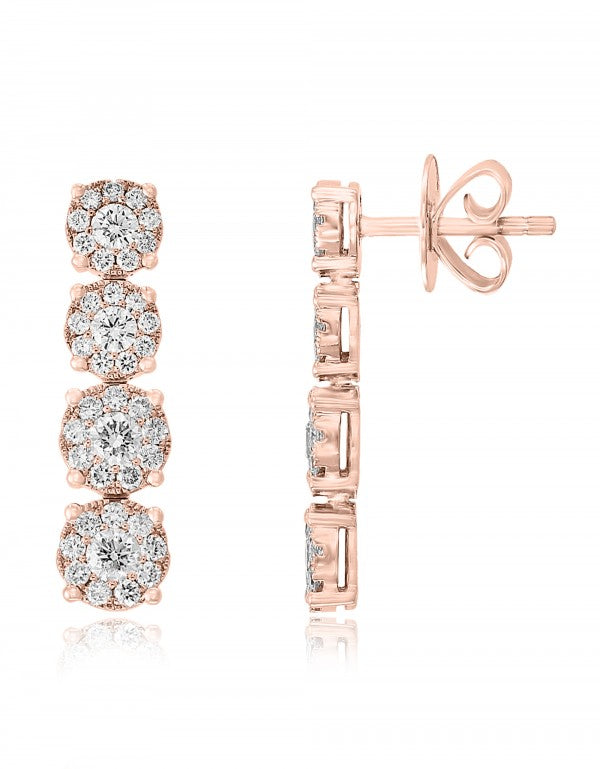 Diamond Drop Earrings in 18k Rose Gold - Laura's Gems