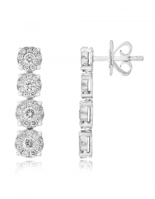 Diamond Drop Earrings in 18k White Gold - Laura's Gems