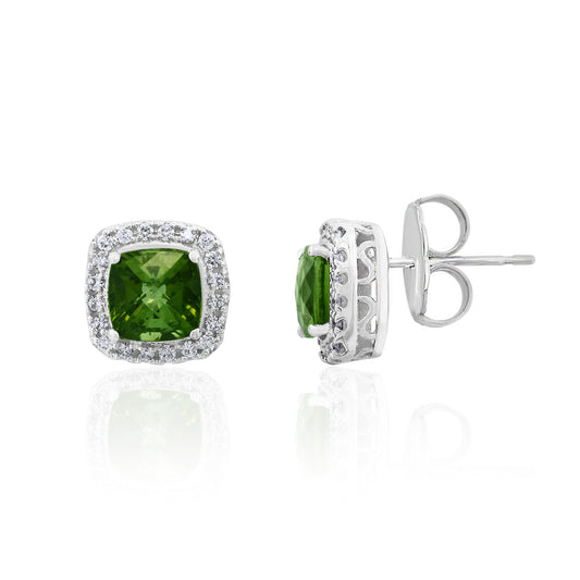 Tourmaline Diamond Stud Earrings in 18k White Gold - Laura's Gems