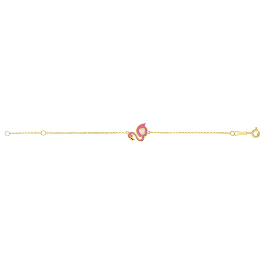 Children's Flamingo Charm Bracelet in 14k Yellow Gold - Laura's Gems