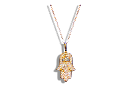 Hamsa Hand in Gold With Diamonds - Laura's Gems