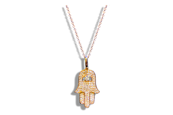 Hamsa Hand in Gold With Diamonds - Laura's Gems
