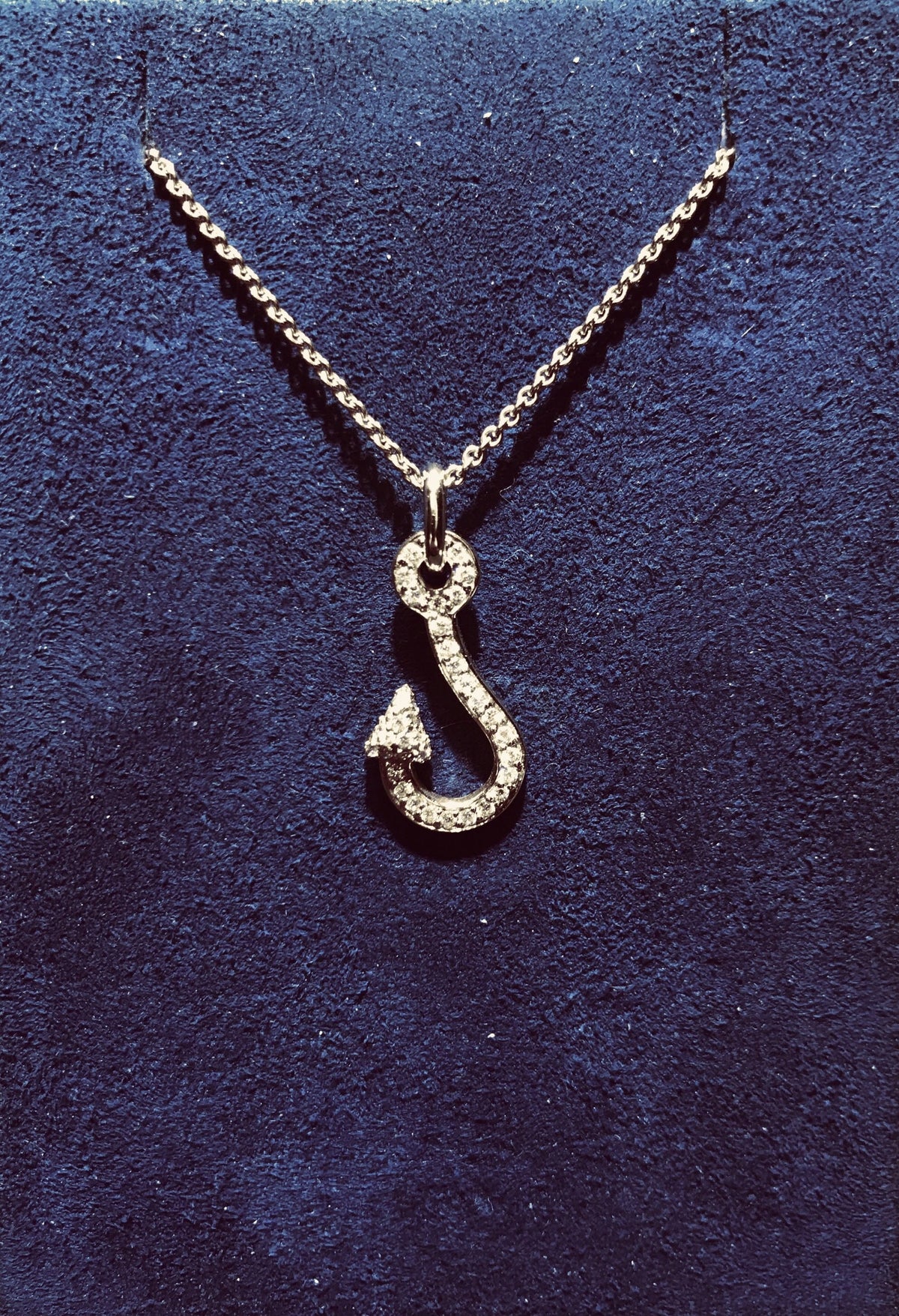 Diamond Hook Pendant in 18k Rose Gold - Laura's Gems