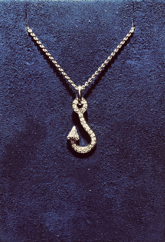 Diamond Hook Pendant in 18k Rose Gold - Laura's Gems