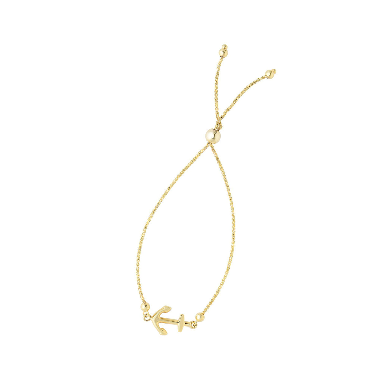 Anchor Bracelet in 14k Yellow Gold with Draw String Clasp - Laura's Gems