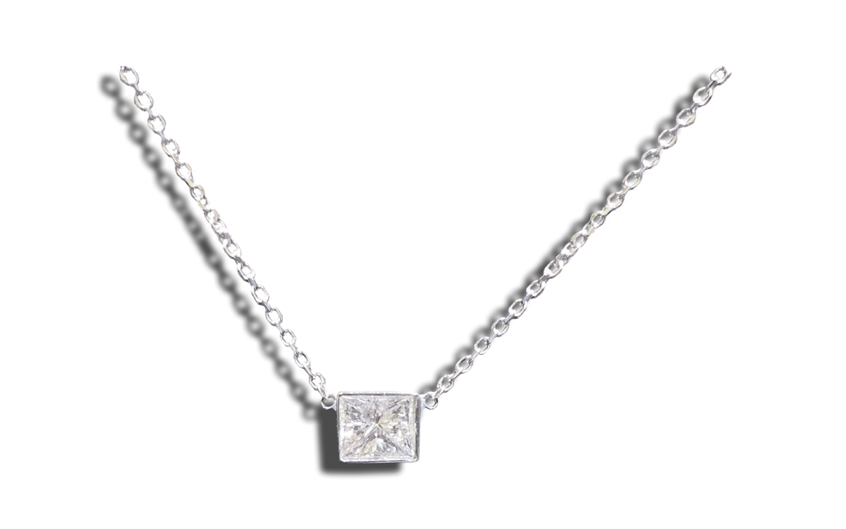 Single Princess Cut Diamond Pendant - Laura's Gems