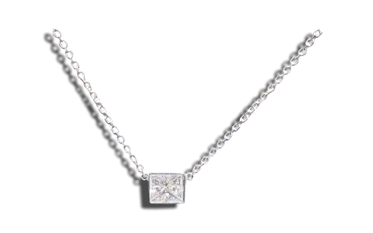 Single Princess Cut Diamond Pendant - Laura's Gems