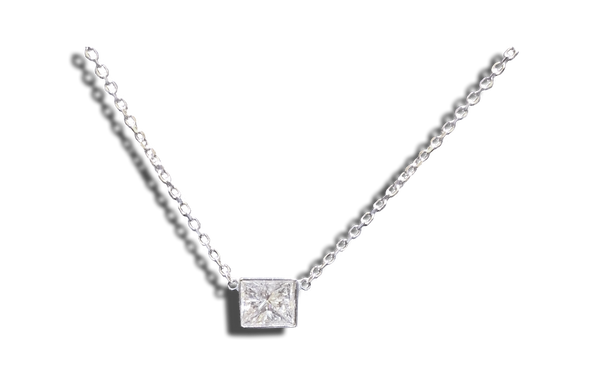 Single Princess Cut Diamond Pendant - Laura's Gems