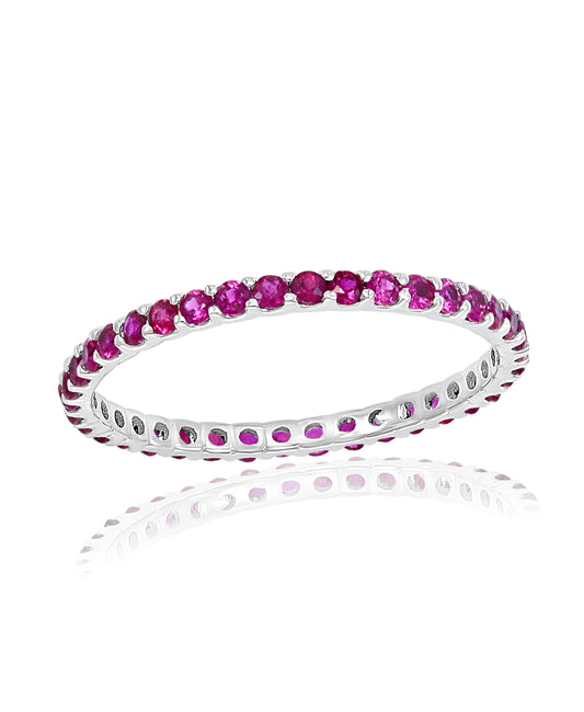 Ruby Stackable Band Ring in 14k White Gold - Laura's Gems