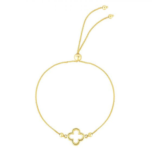 Clover Bracelet in 14k Yellow Gold with Draw String Clasp - Laura's Gems