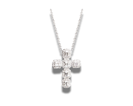Diamond White Gold Cross Pendant - Laura's Gems