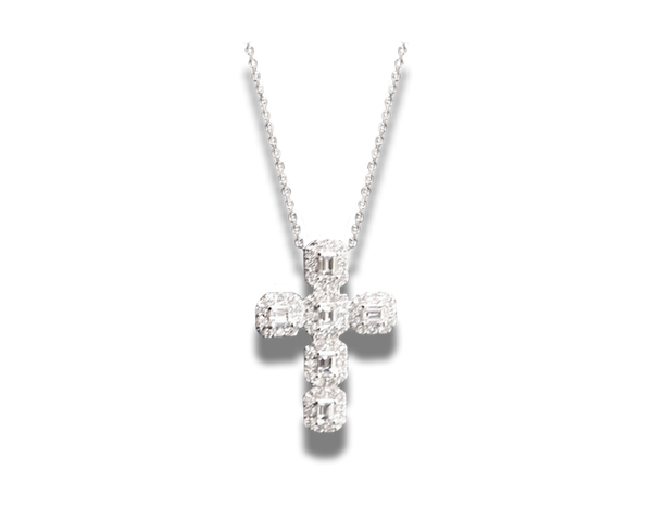 Diamond White Gold Cross Pendant - Laura's Gems