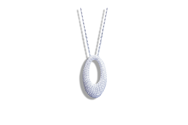 Oval Sphere Diamond Necklace - Laura's Gems