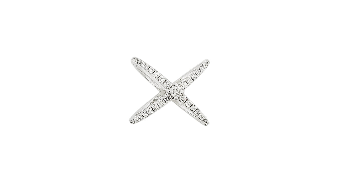 X Diamond Ring in 14k White Gold and 1.40ct - Laura's Gems