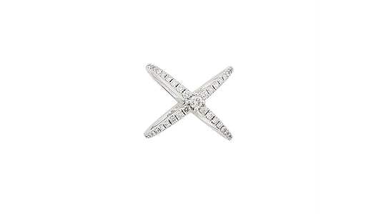 X Diamond Ring in 14k White Gold and 1.40ct - Laura's Gems
